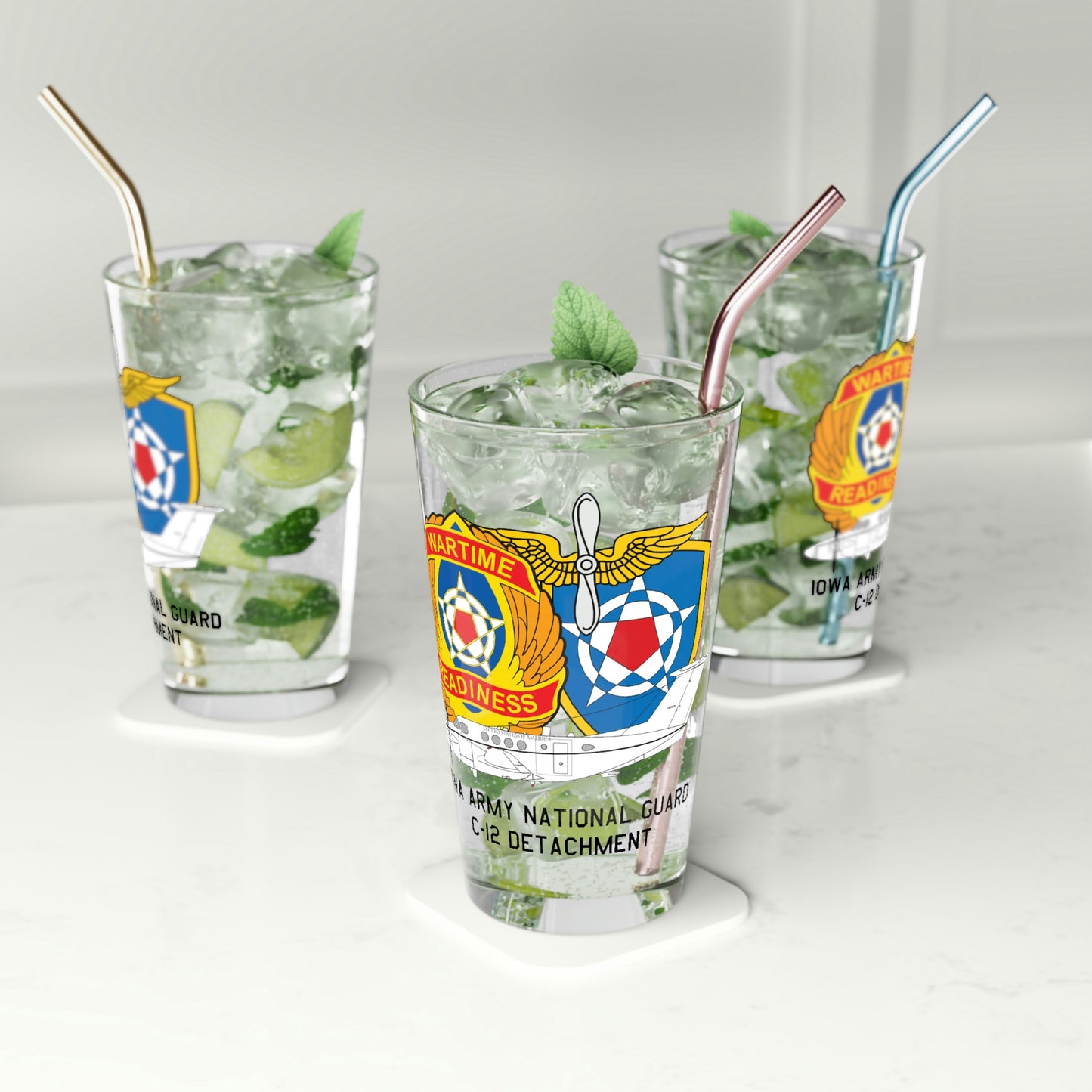 Iowa C-12 Det. Pint Glass, 16oz