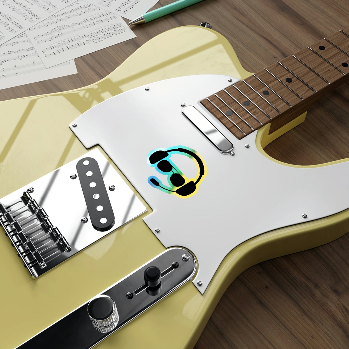 Pilot Headset and Sunglasses Holographic Die-cut Stickers