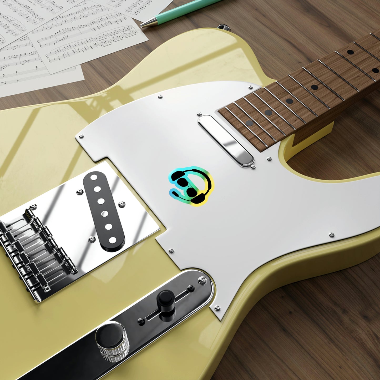 Pilot Headset and Sunglasses Holographic Die-cut Stickers