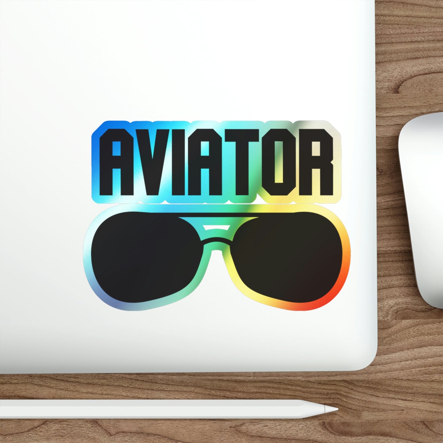 Aviator Sunglasses Holographic Die-cut Stickers