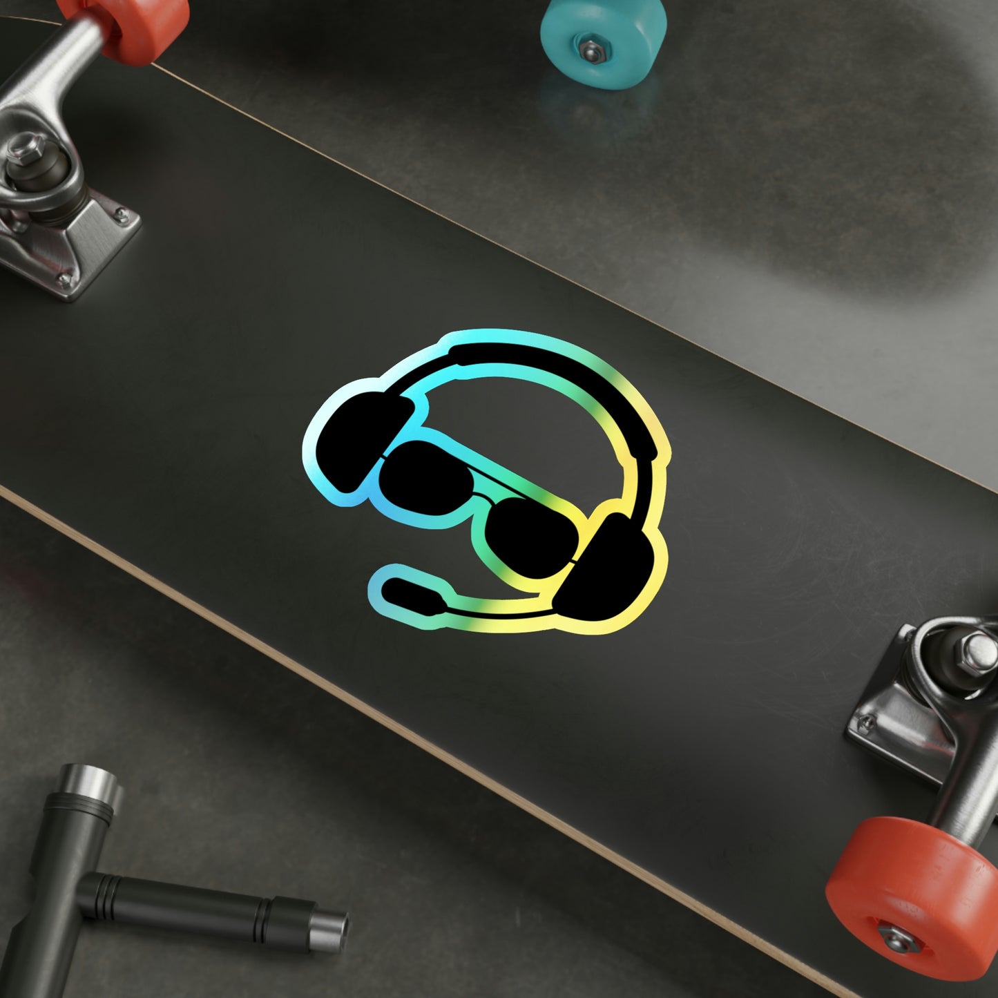 Pilot Headset and Sunglasses Holographic Die-cut Stickers