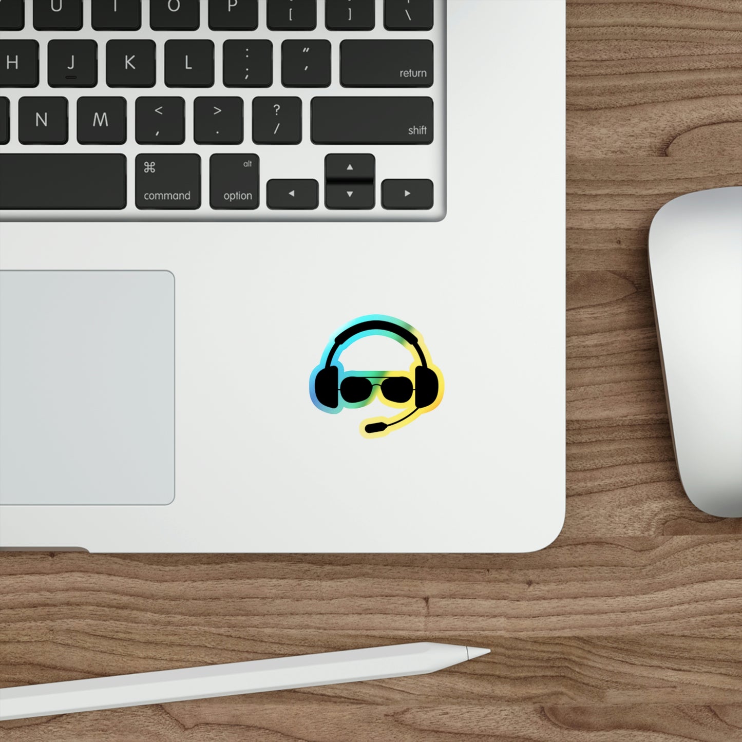 Pilot Headset and Sunglasses Holographic Die-cut Stickers
