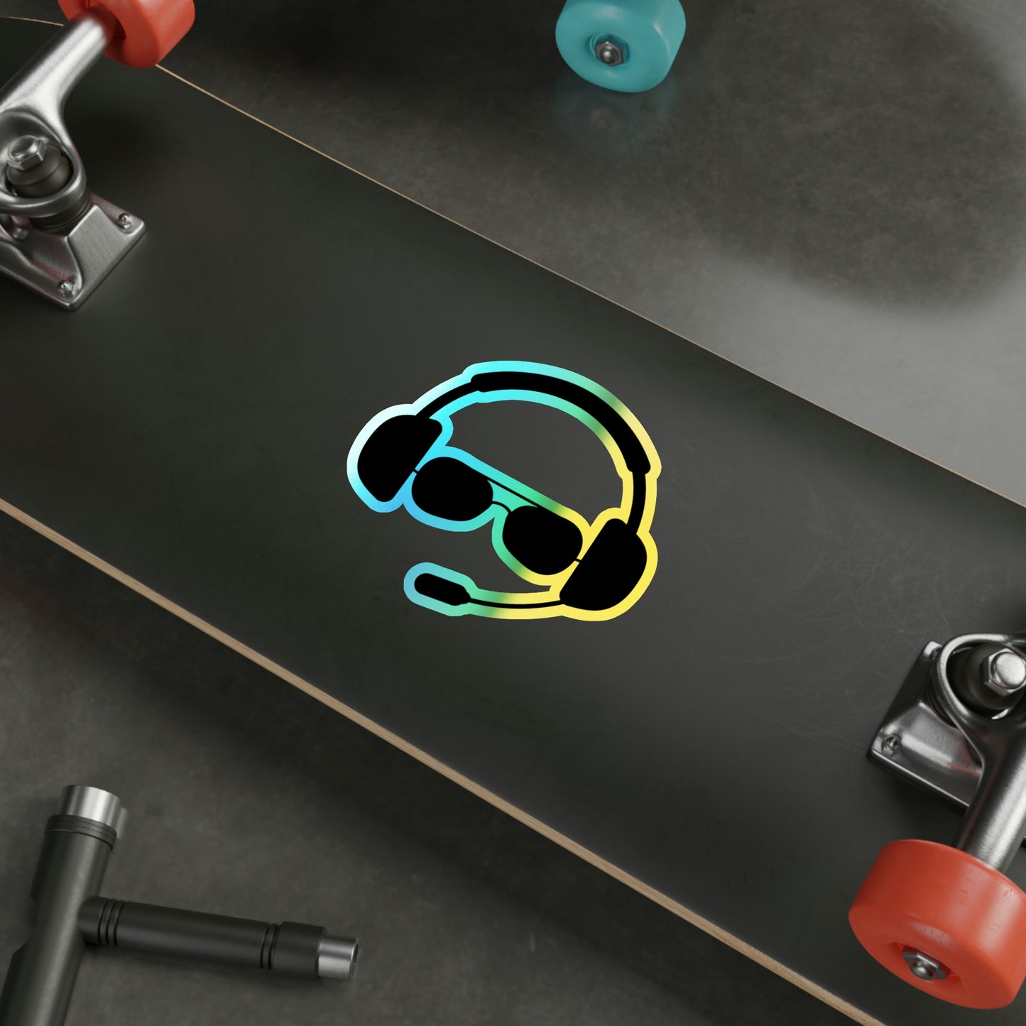 Pilot Headset and Sunglasses Holographic Die-cut Stickers