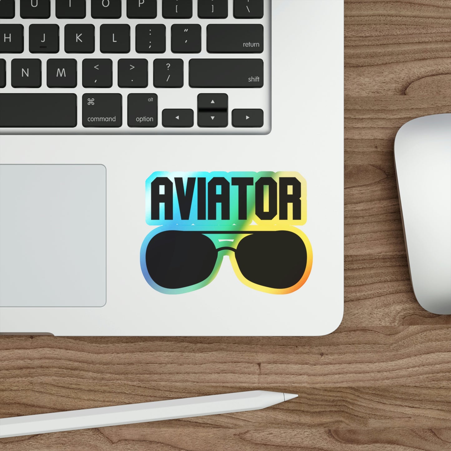Aviator Sunglasses Holographic Die-cut Stickers