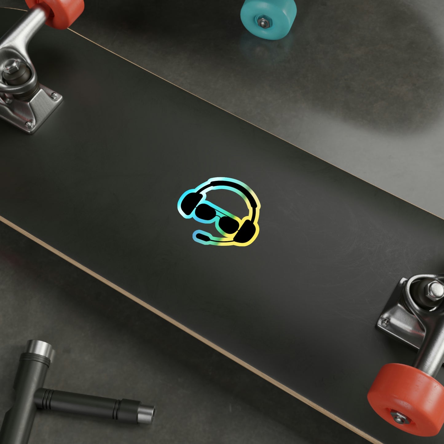 Pilot Headset and Sunglasses Holographic Die-cut Stickers