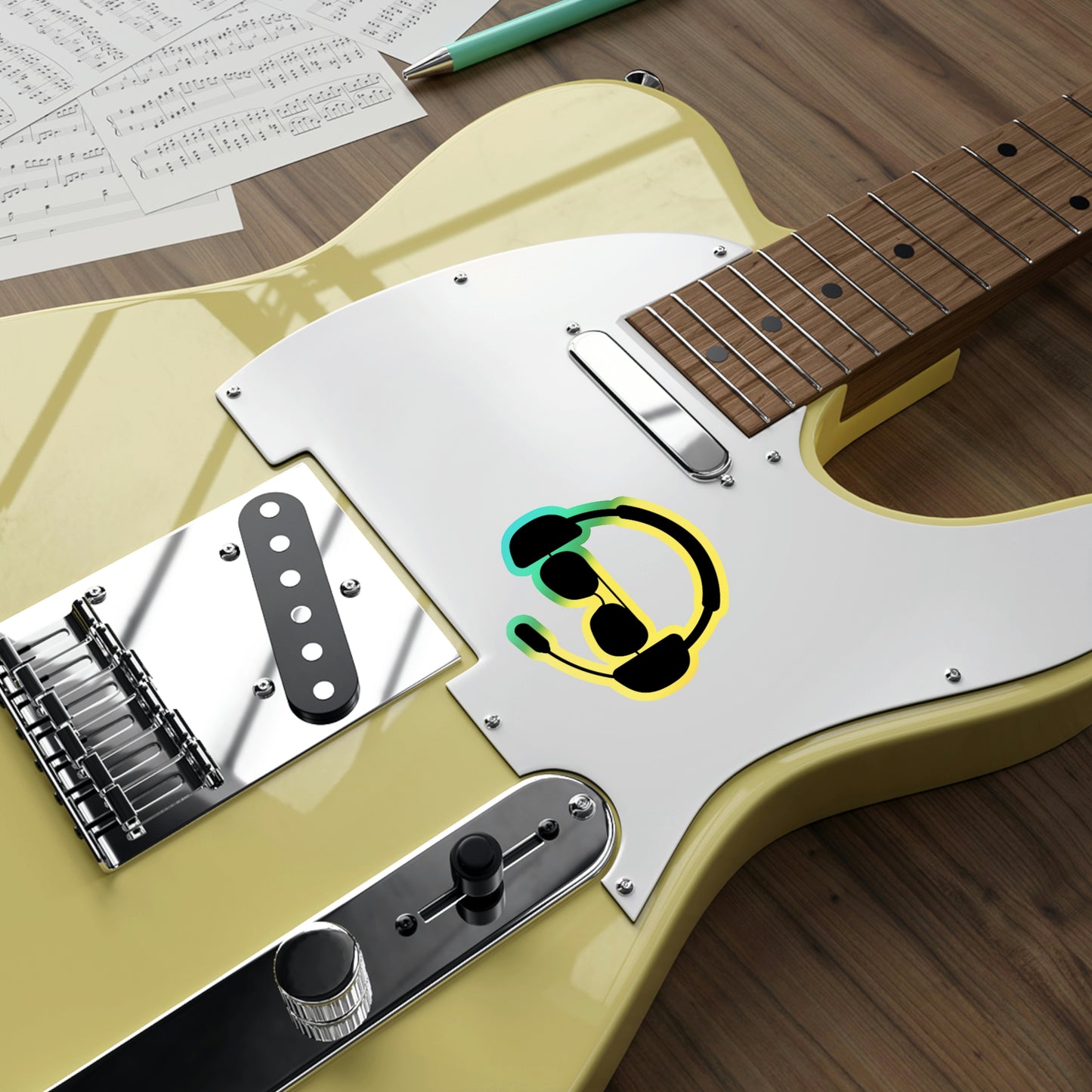 Pilot Headset and Sunglasses Holographic Die-cut Stickers